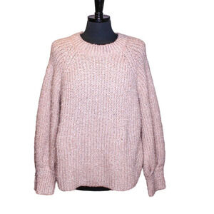 Joseph A  Pullover Sweater Crew Neck Dusty Pink Silver Raglan Sleeves Ov…